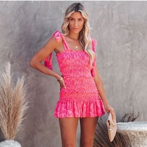 SONYA FLORAL SMOCKED RUFFLE TIE DRESS